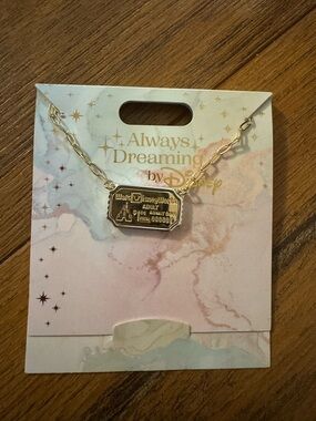 Disney Gold Admission Ticket Necklace